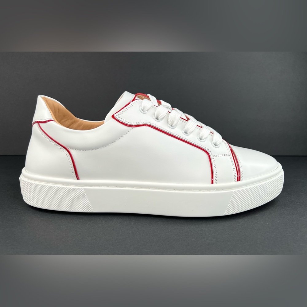 CHRISTIAN LOUBOUTIN Vieirissima Flat White Leather Ace Women Sneakers EU 40.5